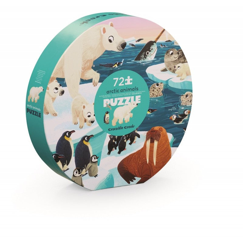 Round Box Puzzle/Arctic Animals - 72 peças